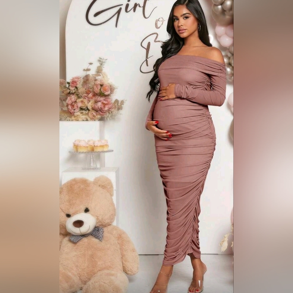 Elegant Off-Shoulder Maternity Dress